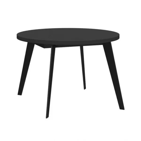 Table Ronde Extensible 110 à 155 Cm Noir Pieds Métal - Vanessa