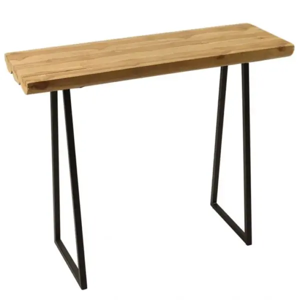 Table/console Avec Plateau En Bois De Teck Et Piètement Métal ? Thaïs