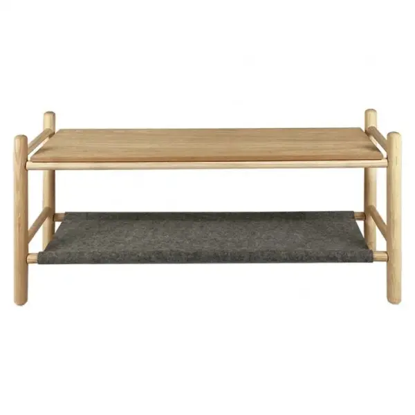 Bout De Lit L.96 Cm En Bois De Frêne Et Feutrine Gris - Agde 6575