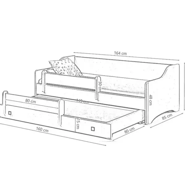 Lit Enfant Kris Blanc + Gigogne 160x80 Cm Avec Matelas