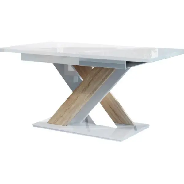 Buriti - Table à Manger Extensible - Blanc Et Chêne Clair - 4 à 6 Personnes