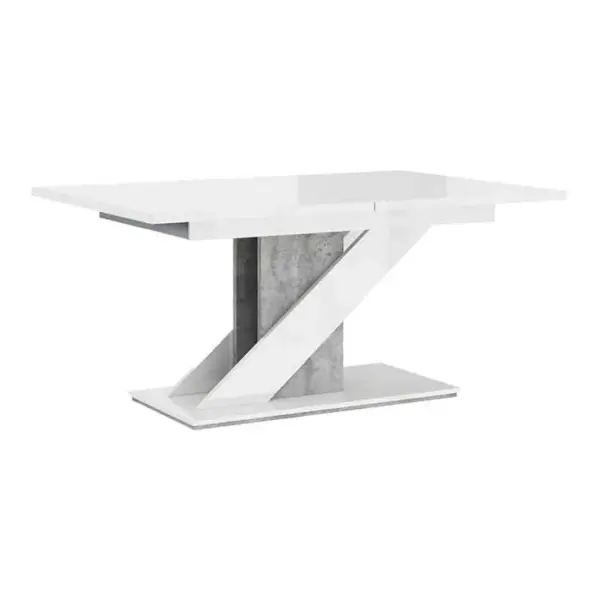 Burnie - Table à Manger Extensible - Blanc Et Effet Béton - 4 à 6 Personnes