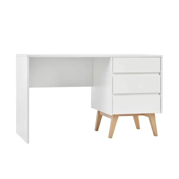 Bureau 3 Tiroirs Swing - Blanc Et Bois