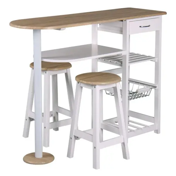 Table-bar Et 2 Tabourets Top Chef Couleurs Fraîches, L 119 X P 37 X H 88 Cm