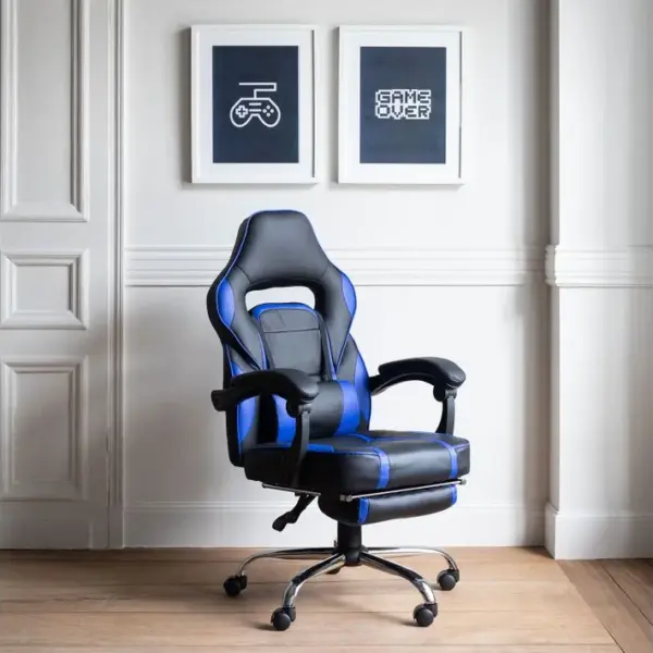 Fauteuil De Bureau Gamer Noir Et Bleu Link