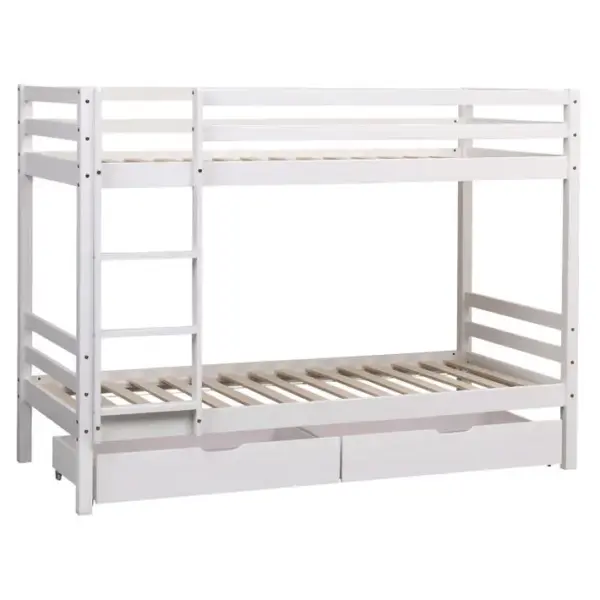 Lits Superposés Pour Enfants 190x90cm Blanc Avec Tiroirs Ambre