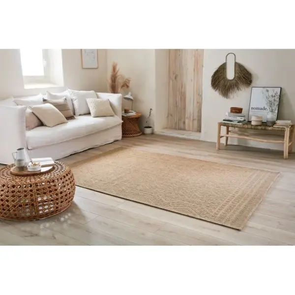 NAZAR Tapis De Salon Intérieur Extérieur Rectangle Nature Aspect Jute Beige 160x230cm