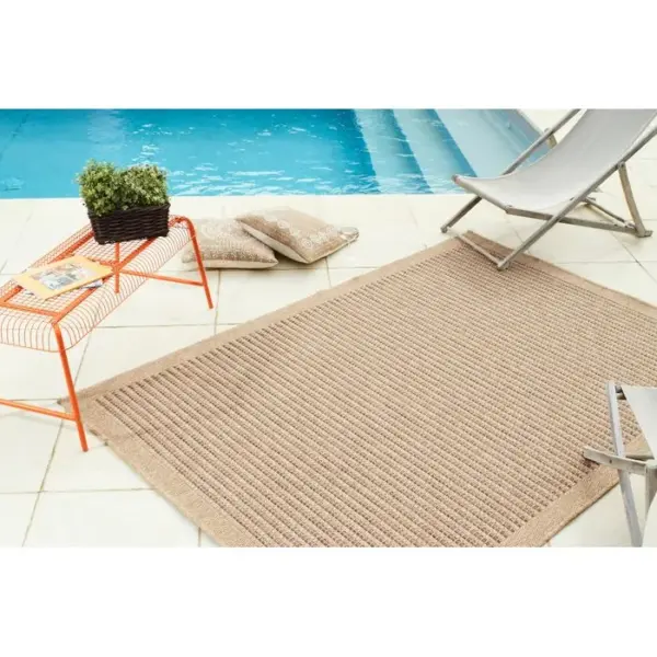 NAZAR Tapis De Salon Intérieur Extérieur Rectangle Nature Aspect Jute Marron 60x180cm