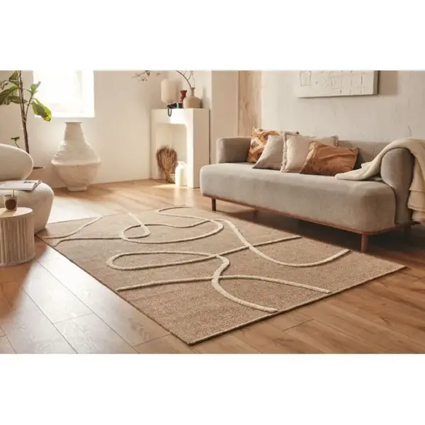 NAZAR Tapis De Salon Palma Abstrait Blanc 200x290