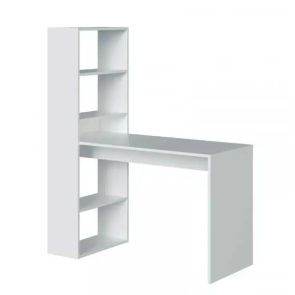 Bureau Dangles + 5 Niches Blanc - Polux - L 120 X L 53 X H 144 Cm