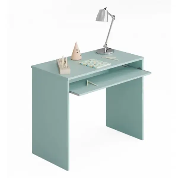 Bureau Avec Tablette Coulissante Turquoise - Deskou - L 90 X L 54 X H 79 Cm