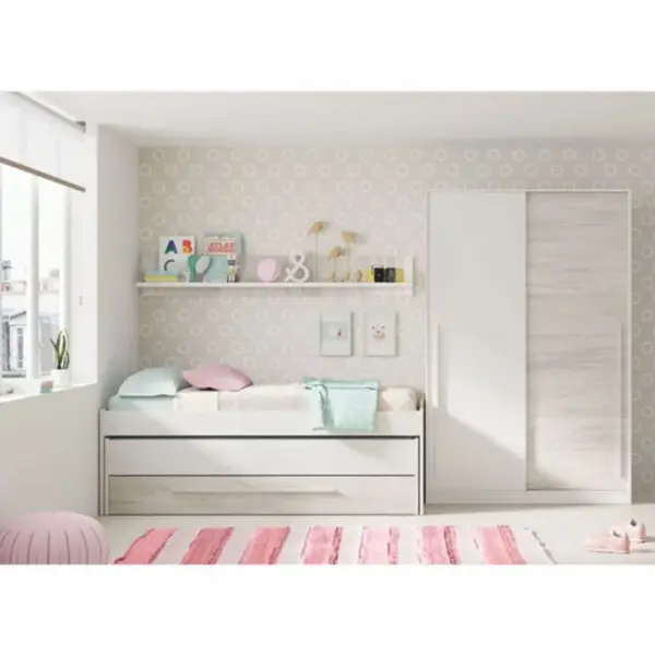 Armoire 2 Portes Coulissantes Blanc - Panda - L 120 X L 50 X H 200 Cm