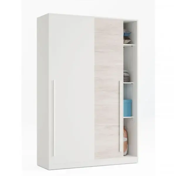 Armoire 2 Portes Coulissantes Blanc - Panda - L 120 X L 50 X H 200 Cm