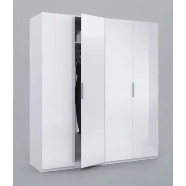 Armoire 4 Portes Blanc - Mava - L 180 X L 52 X H 200 Cm