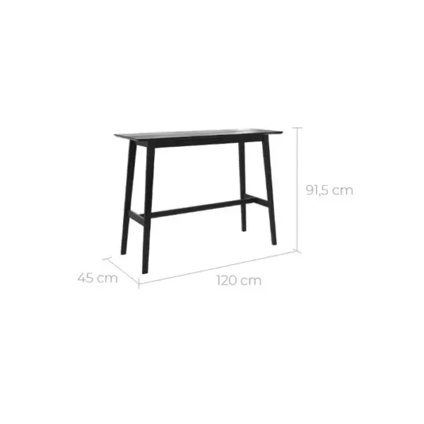 Table De Bar Rectangulaire Buvette 4 Personnes En Bois Noir 120 Cm