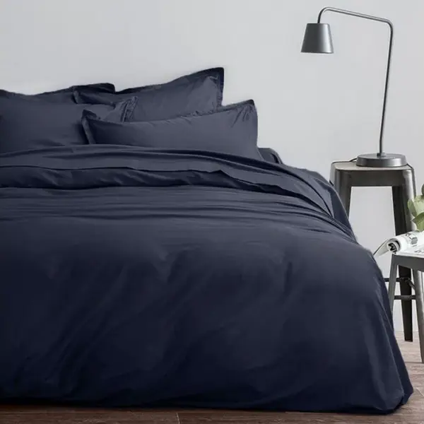 Housse De Couette 240x260 + 2 Taies Doreiller 63x63 Cm Satin De Coton Indigo