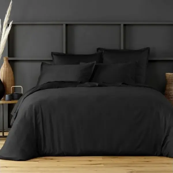 Housse De Couette 220x240 Satin De Coton Noir