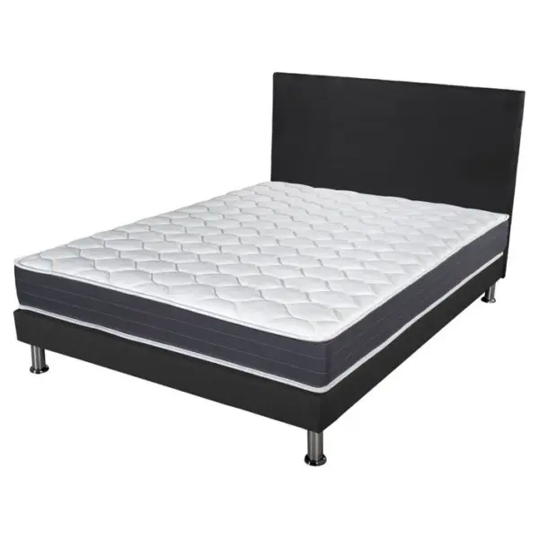 Matelas + Sommier + Tete Sr9 Deco 140x190 Record - H. 20 Cm - Soutien Ferme