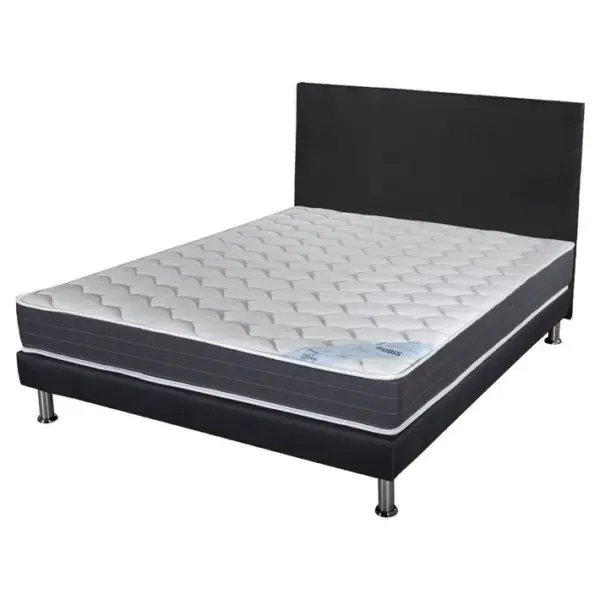 Matelas + Sommier + Tete Sr9 Deco 140x190 Rubis - H. 21 Cm - Soutien Très Ferme