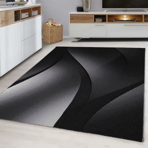 Dia - Tapis à Motifs Graphique - Noir Et Gris 200 X 290 Cm