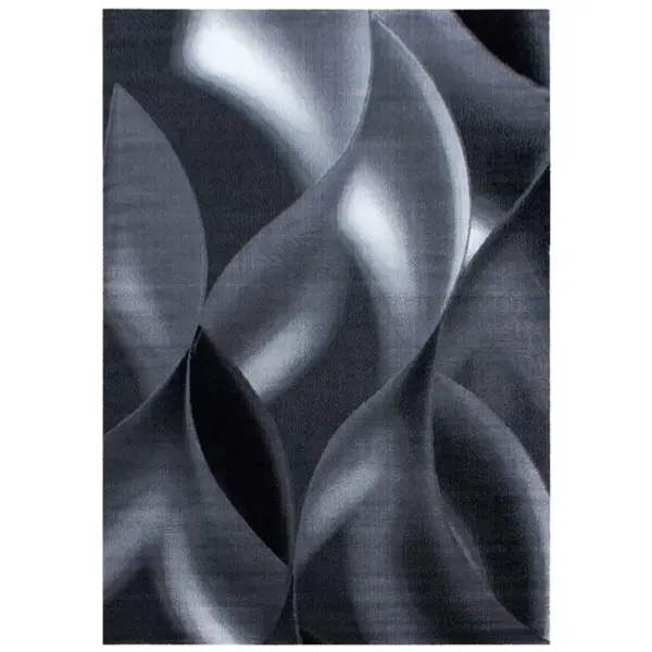 Mia - Tapis à Vagues Abstrait - Noir 200 X 290 Cm