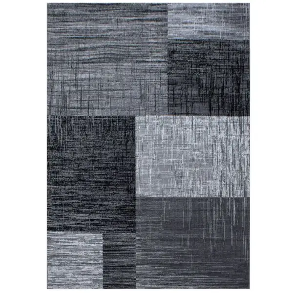 Geo - Tapis Géométrique à Carreaux - Anthracite Et Gris 160 X 230 Cm