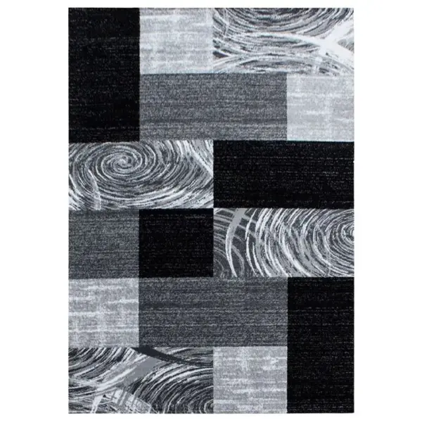 Monica - Tapis Effet Patchwork De Matières - Noir Et Gris 200 X 290 Cm