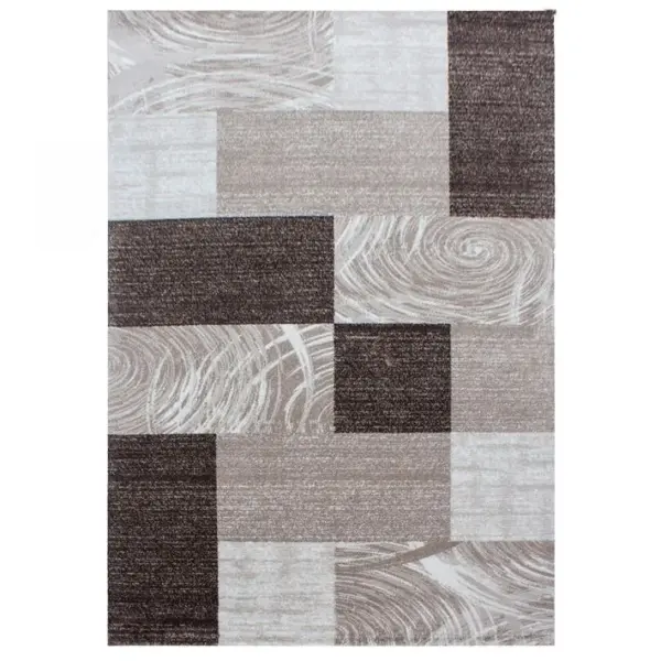 Monica - Tapis Effet Patchwork De Matières - Marron Et Beige 160 X 230 Cm