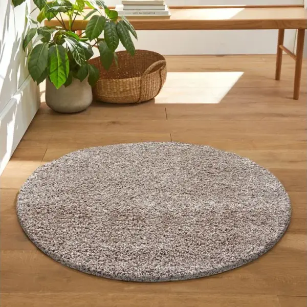 Shaggy - Tapis Uni Rond - Beige 080 X 080 Cm