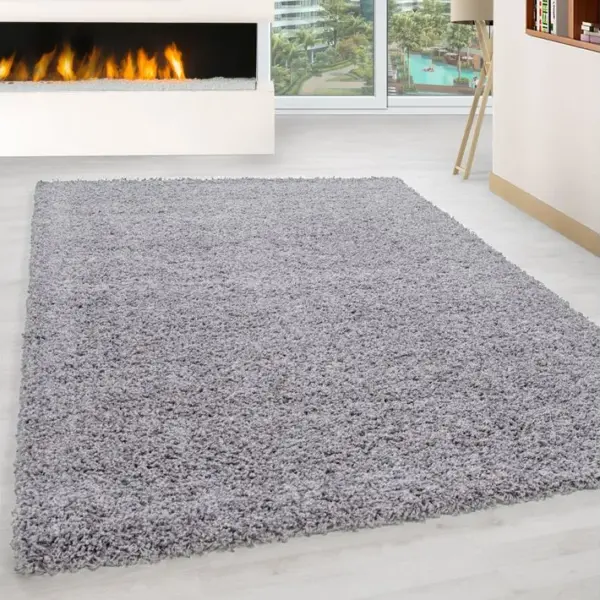 Shaggy - Tapis Uni à Poils Longs - Gris Clair 300 X 400 Cm