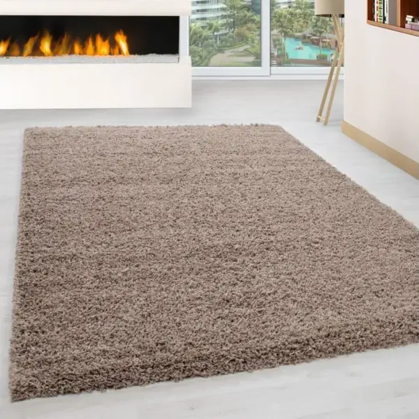 Shaggy - Tapis Uni à Poils Longs - Beige 300 X 400 Cm