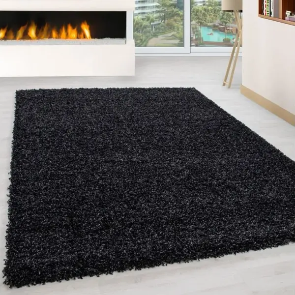 Shaggy - Tapis Uni à Poils Longs - Anthracite 240 X 340 Cm