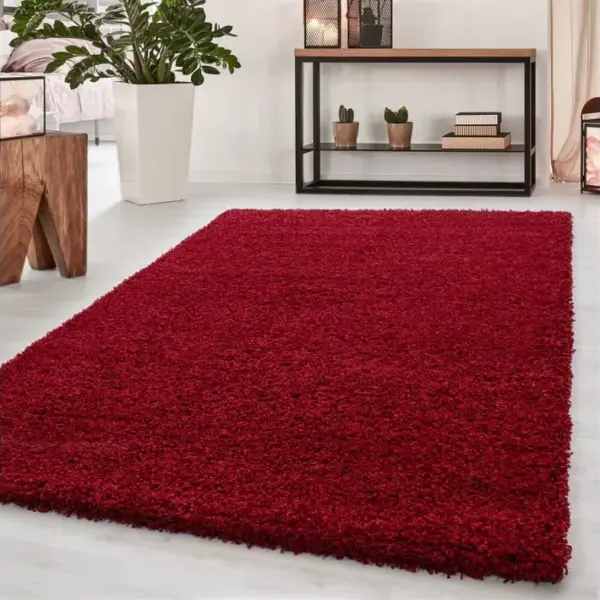 Shaggy - Tapis Uni À Poils Longs - Rouge 160 X 230 Cm