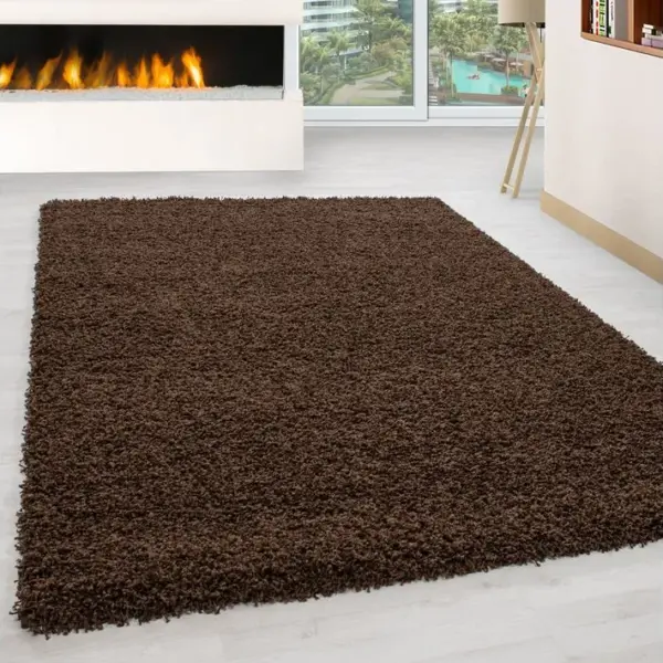 Shaggy - Tapis Uni à Poils Longs - Marron 160 X 230 Cm