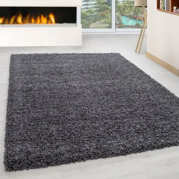 Shaggy - Tapis Uni à Poils Longs - Gris 120 X 170 Cm