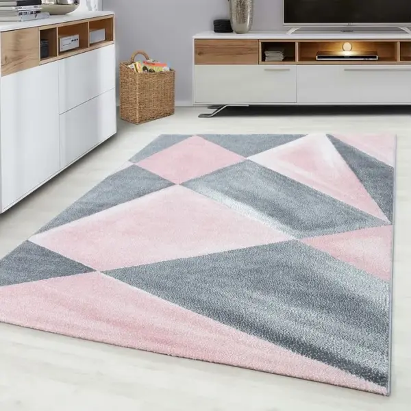 Pastel - Tapis Couleur Pastel - Rose et Gris 120 X 170 Cm