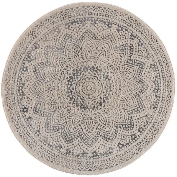 Flät - Tapis Rond Scandinave Tressées Crème Et Gris 200x200cm