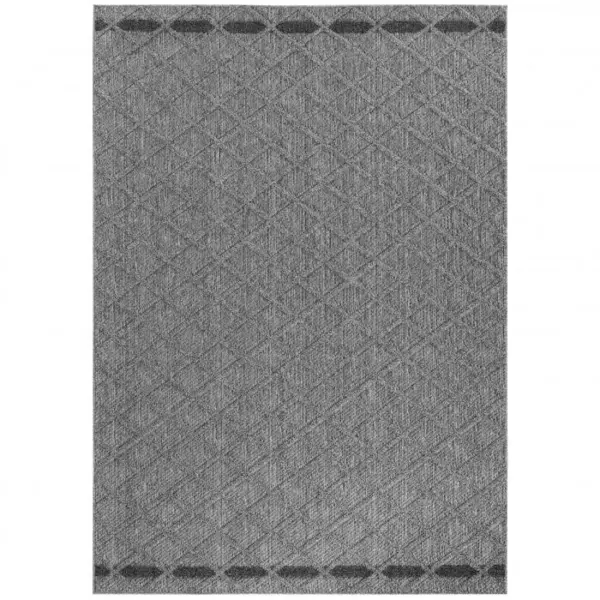 STUDIO DECO Tapis Effet Jute Naturel à Relief Stries Gris 240 X 340 Cm