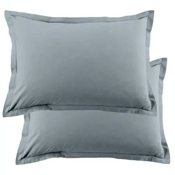 Lot De 2 Taies Doreiller 50x70 Cm Coton 57 Fils Bleu Polaire