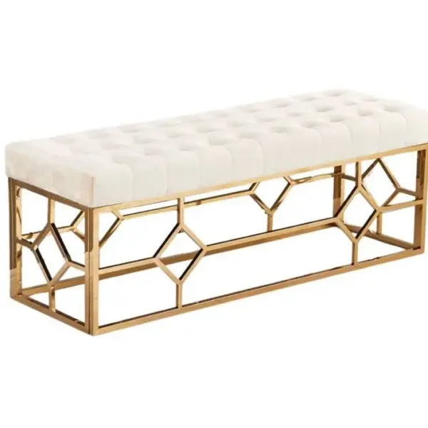 Banquette Xxl Vertigo Gold Velours Beige 140x45x50 Cm