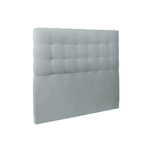 Tete De Lit Capitonnée Velours Gris Bleuté L 140 Cm - Ep 10 Cm Rembourré