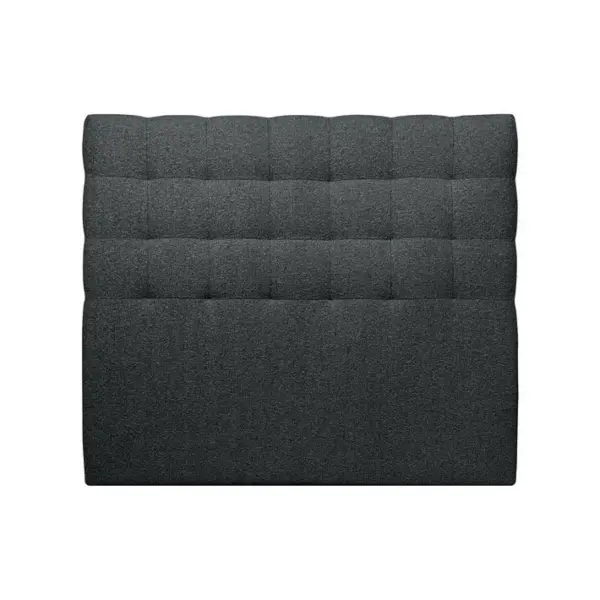 Tete De Lit Capitonnée Bouclette Noir L 200 Cm - Ep 10 Cm Rembourré