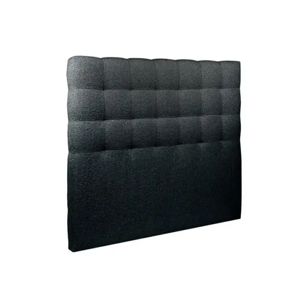 Tete De Lit Capitonnée Bouclette Noir L 140 Cm - Ep 10 Cm Rembourré