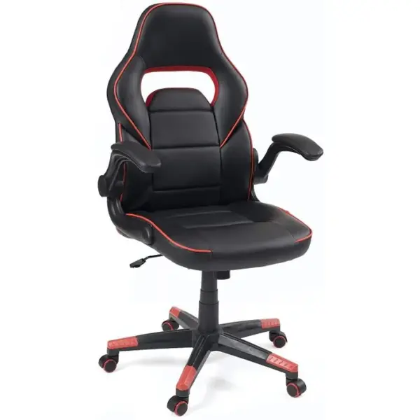 Fauteuil Gamer Simili Cuir Siège Basculant Hauteur Réglable Pivotant BAJA (noir-rouge)