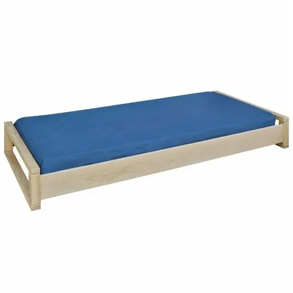 Pack Lit Empilable Avec Matelas Poka Bois 90x190 Cm