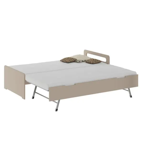 Pack Lit Gigogne Avec 2 Matelas Louna Lin 90x200 Cm