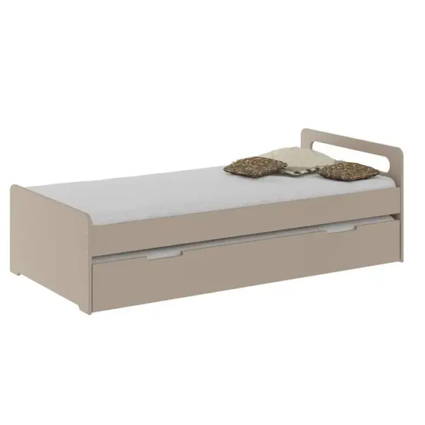 Pack Lit Gigogne Avec 2 Matelas Louna Lin 90x200 Cm