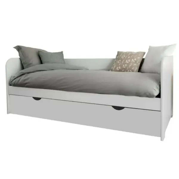 Pack Lit Gigogne Avec 2 Matelas Java Blanc 80x190 Cm