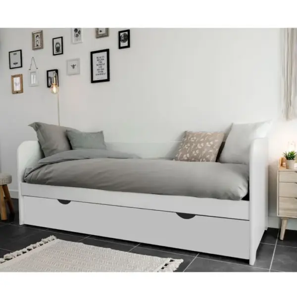 Pack Lit Gigogne Avec 2 Matelas Java Gris Et Bois 80x200 Cm