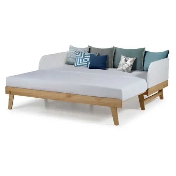 Pack Lit Gigogne Avec Matelas Ami Blanc Et Bois 80x200 Cm